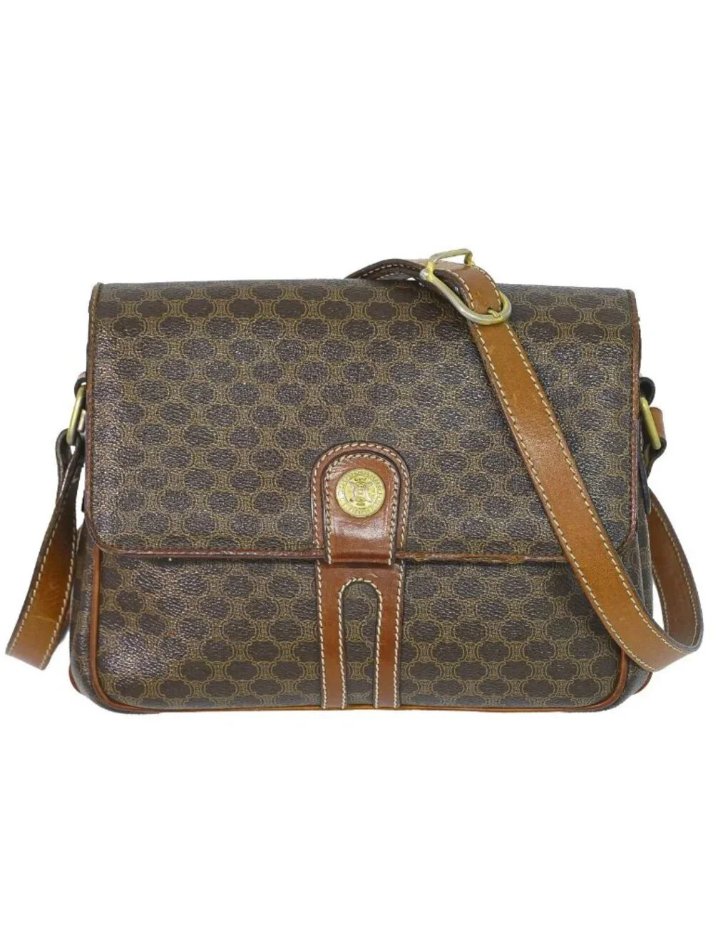 Celine Macadam Shoulder Bag Pochette Brown